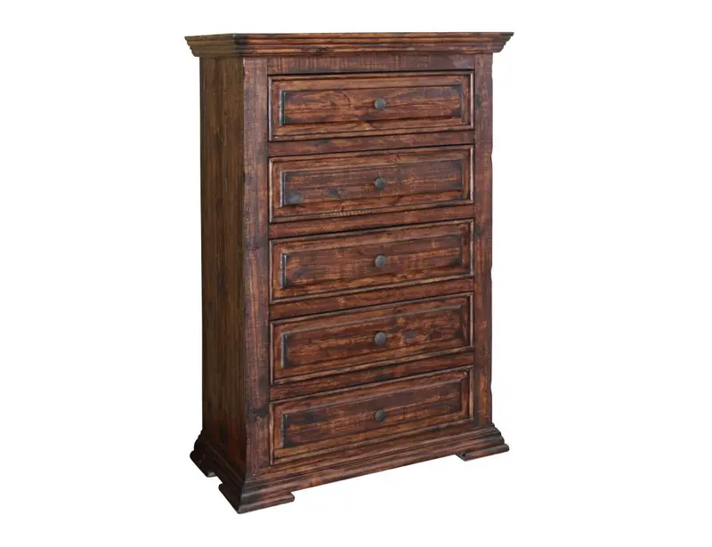 Chocolate Solid Wood Five Drawer Chest By Homeroots