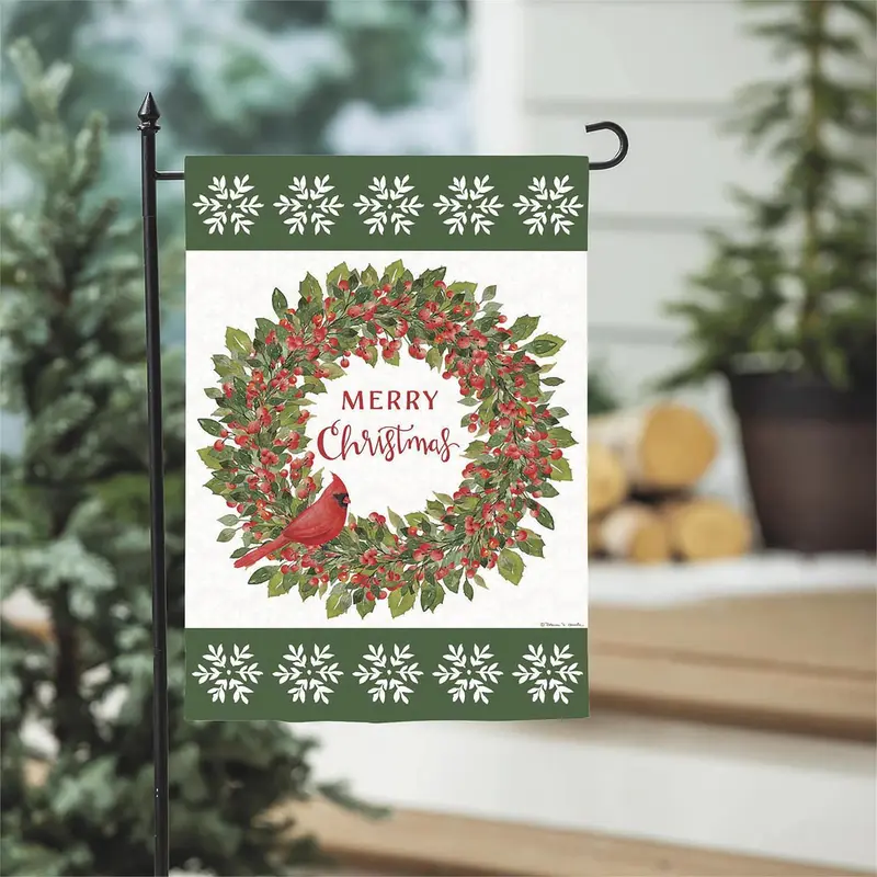 Christmas Cardinal Moire Garden Flag