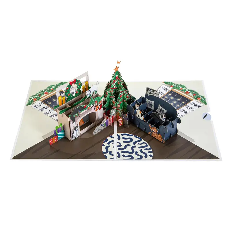 Christmas Cats Paper Pop Up Card