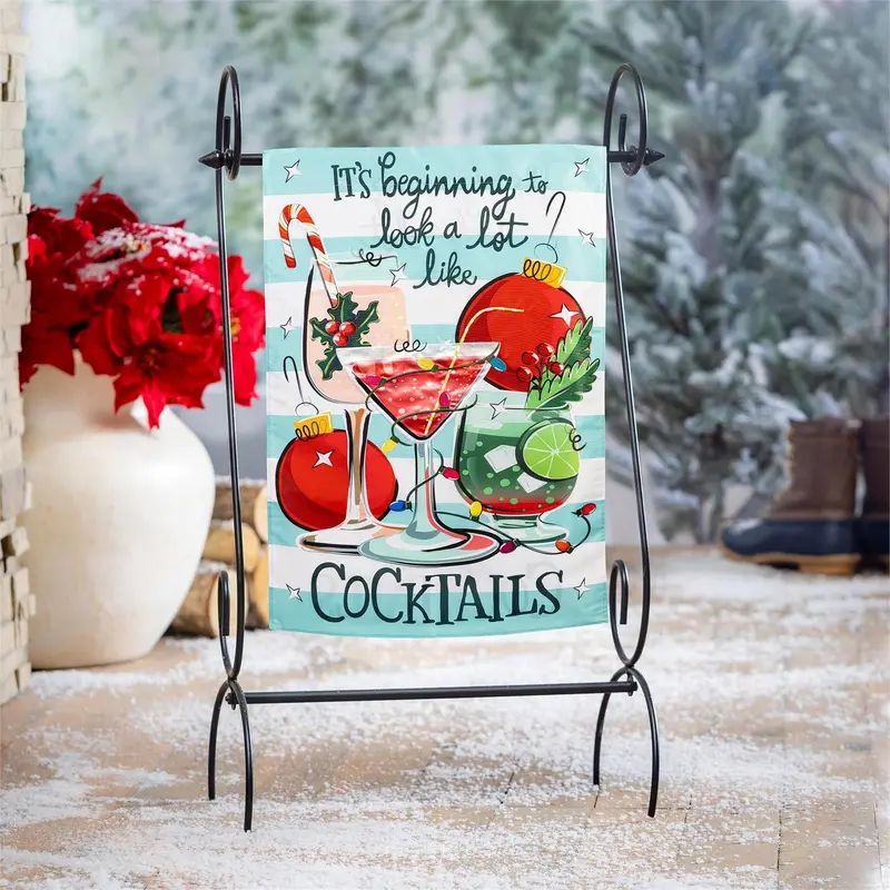 Christmas Cocktail Applique House Flag