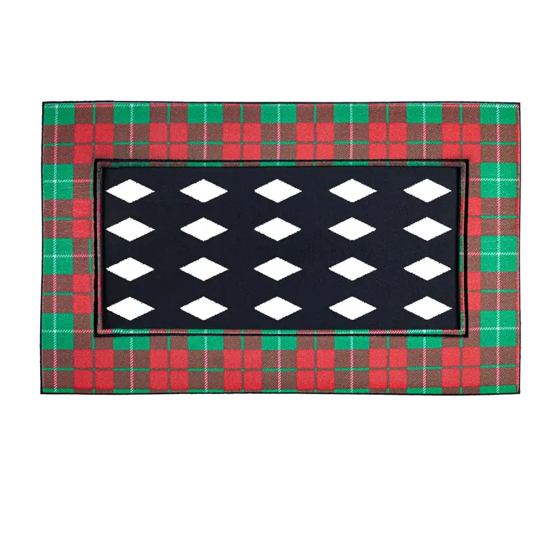 Christmas Plaid Flocked Sassafras Mat Tray