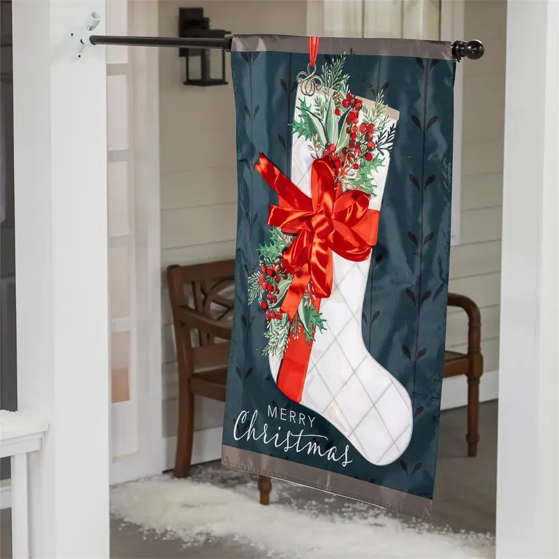 Christmas Stocking Applique House Flag