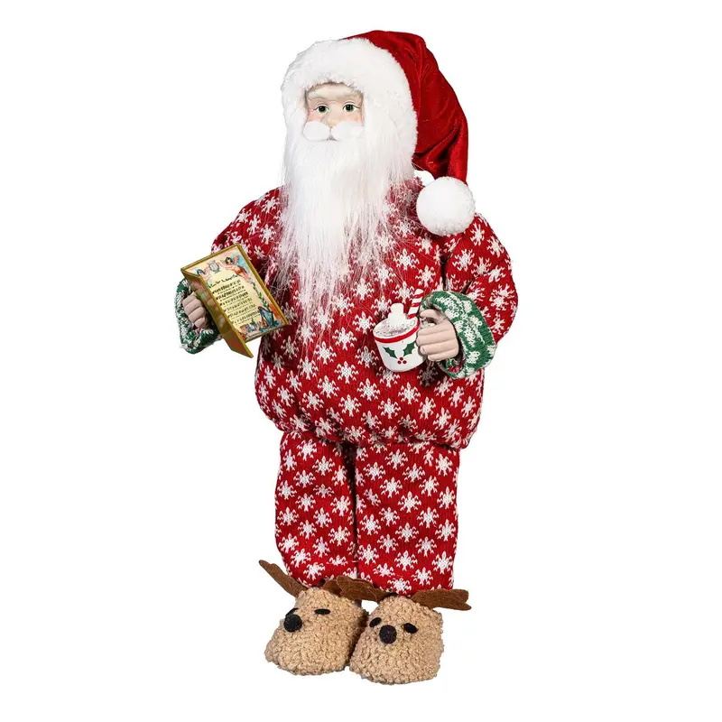 Christmas Vacation Table Décor Santa in Pajamas Fabric and Plastic, 19"H