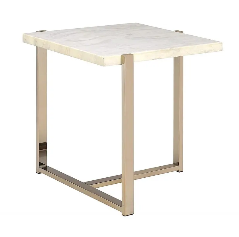 Chrome And White Metal Tube End Table By Homeroots