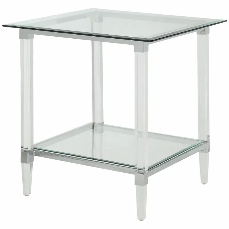 Chrome Clear Acrylic And Glass End Table By Homeroots - 318989