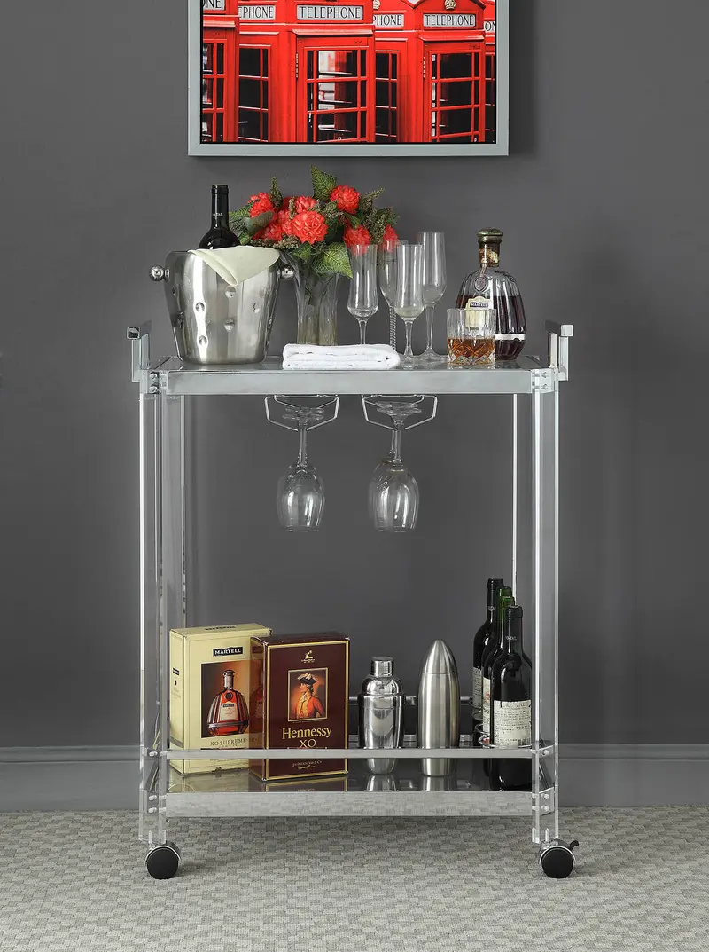 Chrome Clear Glass Metal Acrylic Serving Cart By Homeroots