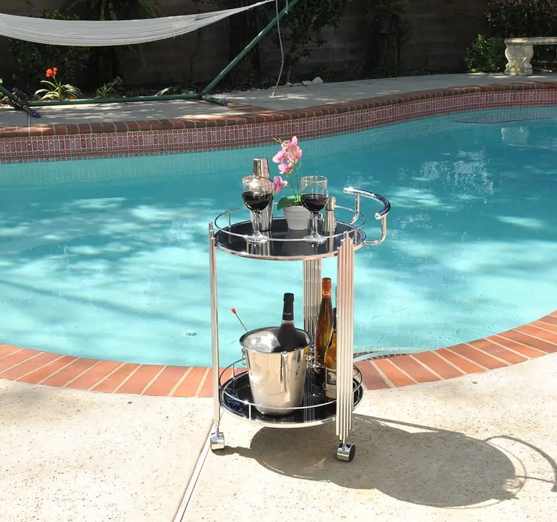 Chrome Round Tier Serving Trolley By Homeroots