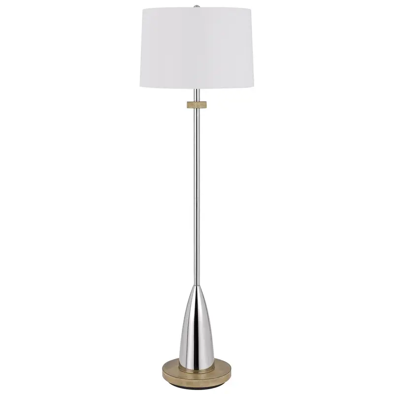 Chrome Traditional Shaped Floor Lamp With White Square Shade By Homeroots