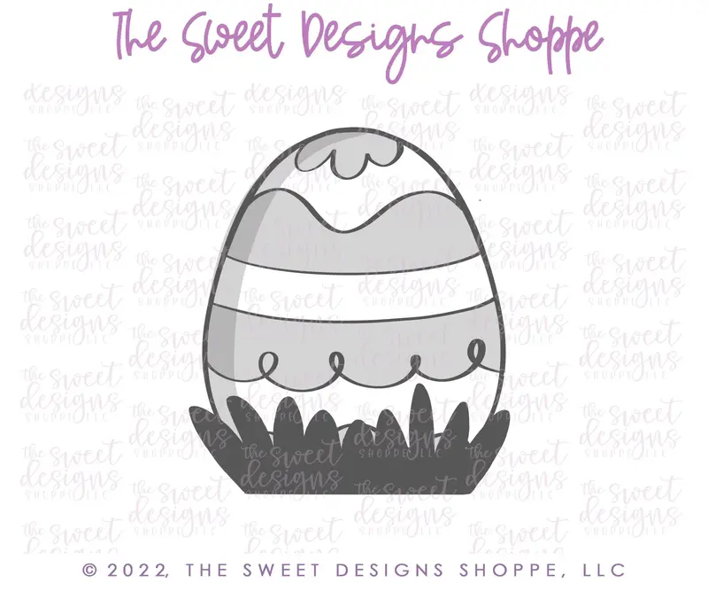 Chubby Easter Egg with Grass- Cookie Cutter