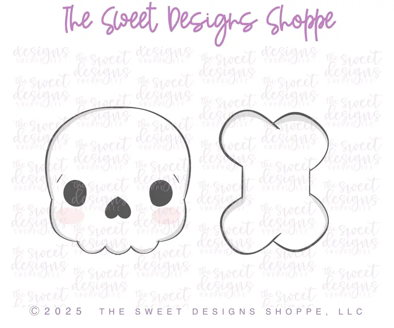 Chubby Skull & Bone Cookie Cutter Set - Set of 2 - Cookie Cutters