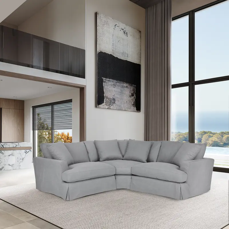 Ciara Upholstered 3 Piece Sectional Sofa in Slate Gray By Armen Living