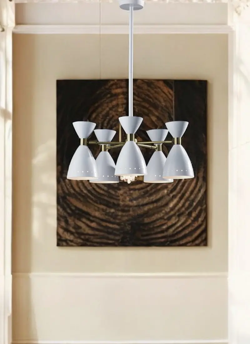 Cinco Diabolo Adjustable White Metal Pendant By Homeroots