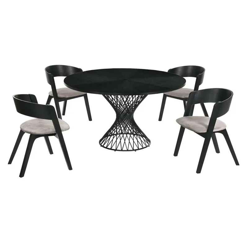 Cirque and Jackie 5 Piece Black Round Dining Set By Armen Living