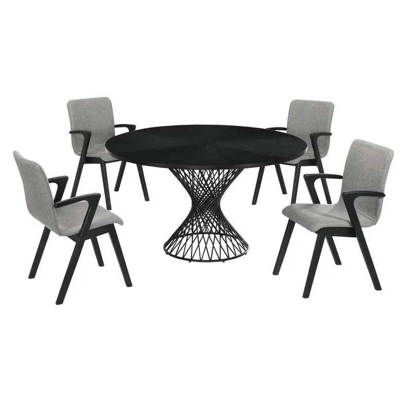 Cirque and Varde 5 Piece Black Round Dining Set By Armen Living