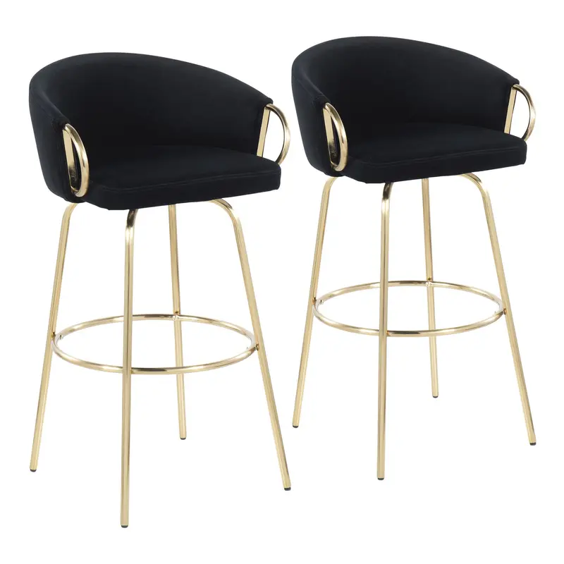 Claire 30" Fixed Height Barstool - Set of 2 Black By LumiSource