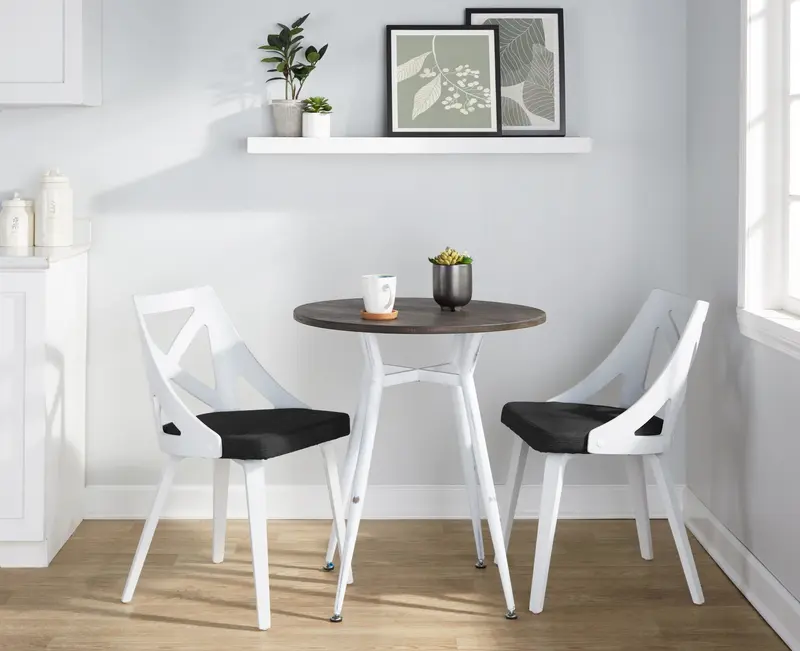 Clara-Charlotte Round Dinette Set - 3 Piece By LumiSource - DS3-CLRARNVWE+2CHARLOTFBWCHAR