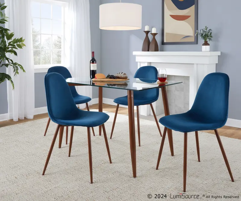 Clara-Pebble Dining Set - 5 Piece By LumiSource - DS5-CLRAWLCL+4PEBVWLBK