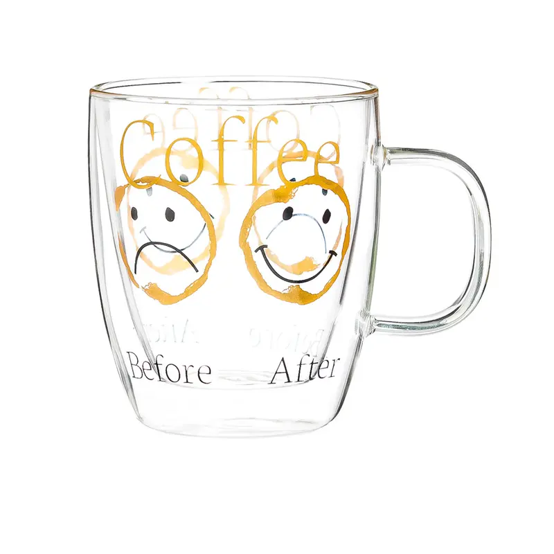 Classic Black Ink Glass Cafe Cup w/ Box, Coffee, 12 oz.,3gcc5210