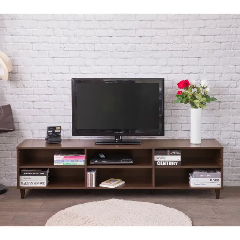 Classic Dark Brown Finish Open Tv Stand By Homeroots