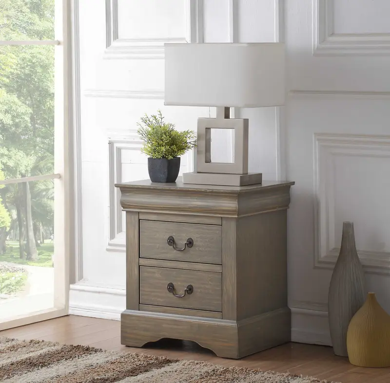 Classic Gray Wash Finish 2 Drawer Wooden Nightstand By Homeroots
