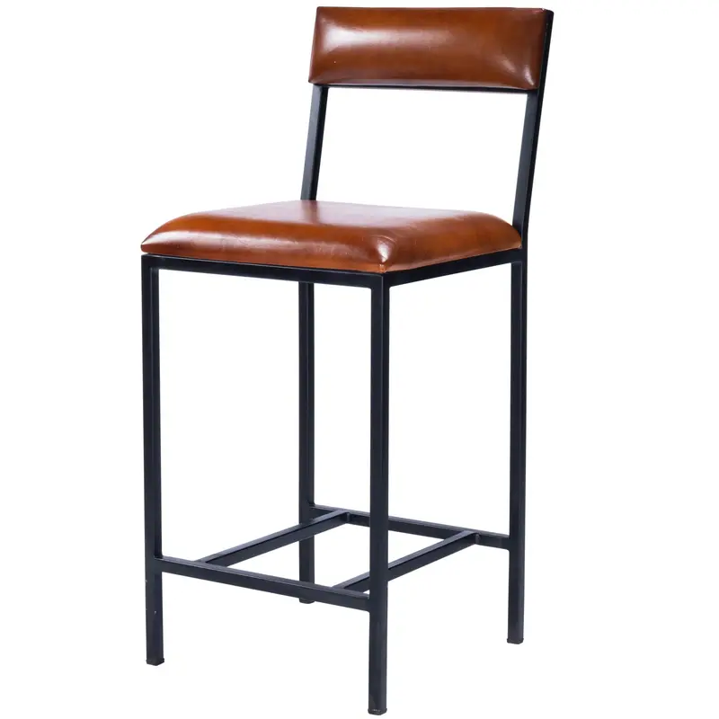 Classic Leather And Metal Counter Stool By Homeroots