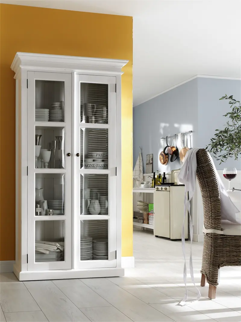 Classic White And Glass Double Door Storage Cabinet By Homeroots