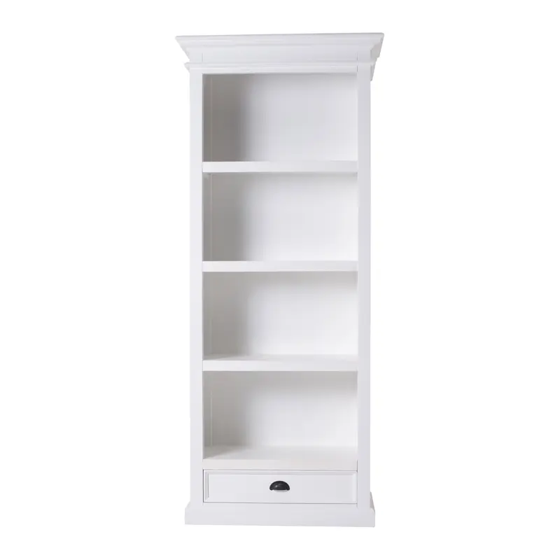 Classic White Bookcase With One Drawer By Homeroots