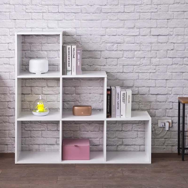 Classic White Finish Six Cubby Stepped Bookcase By Homeroots