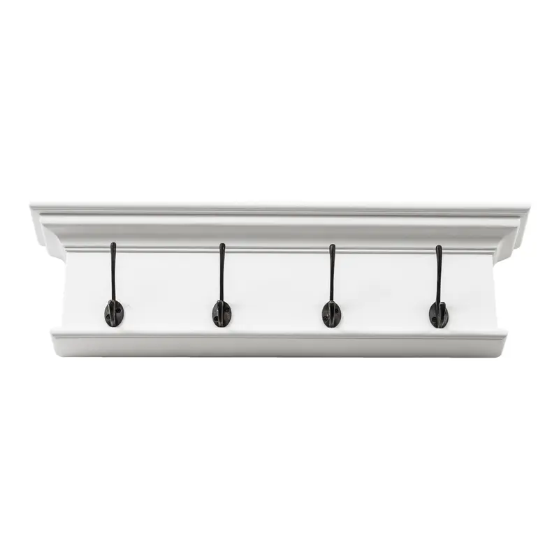 Classic White Four Hook Hanging Coat Rack By Homeroots