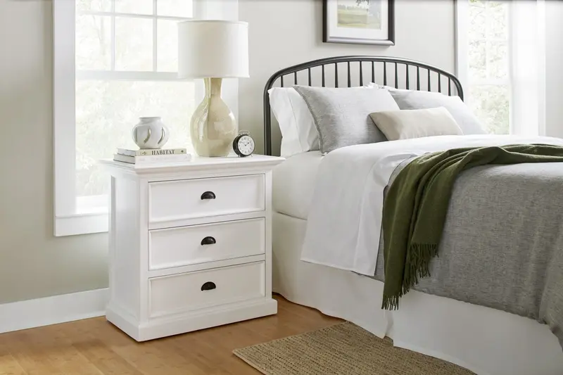 Classic White Large Three Drawer Nightstand By Homeroots