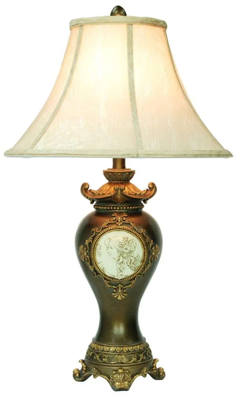 Classical Greek Style Table Lamp with Espresso Brown Finish By Homeroots