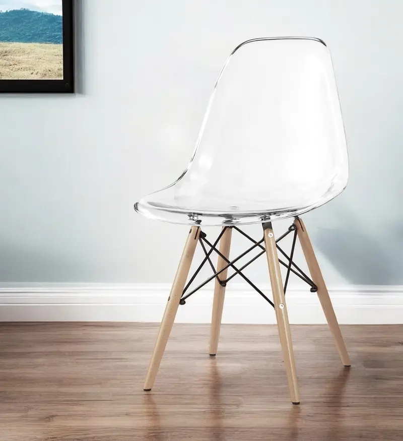 Clear And Natural Heavy Duty Plastic And Wood Dining Side Chair By Homeroots