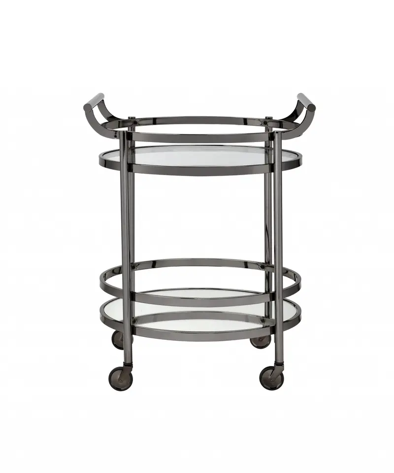 Clear Glass And Black Nickel Serving Cart By Homeroots