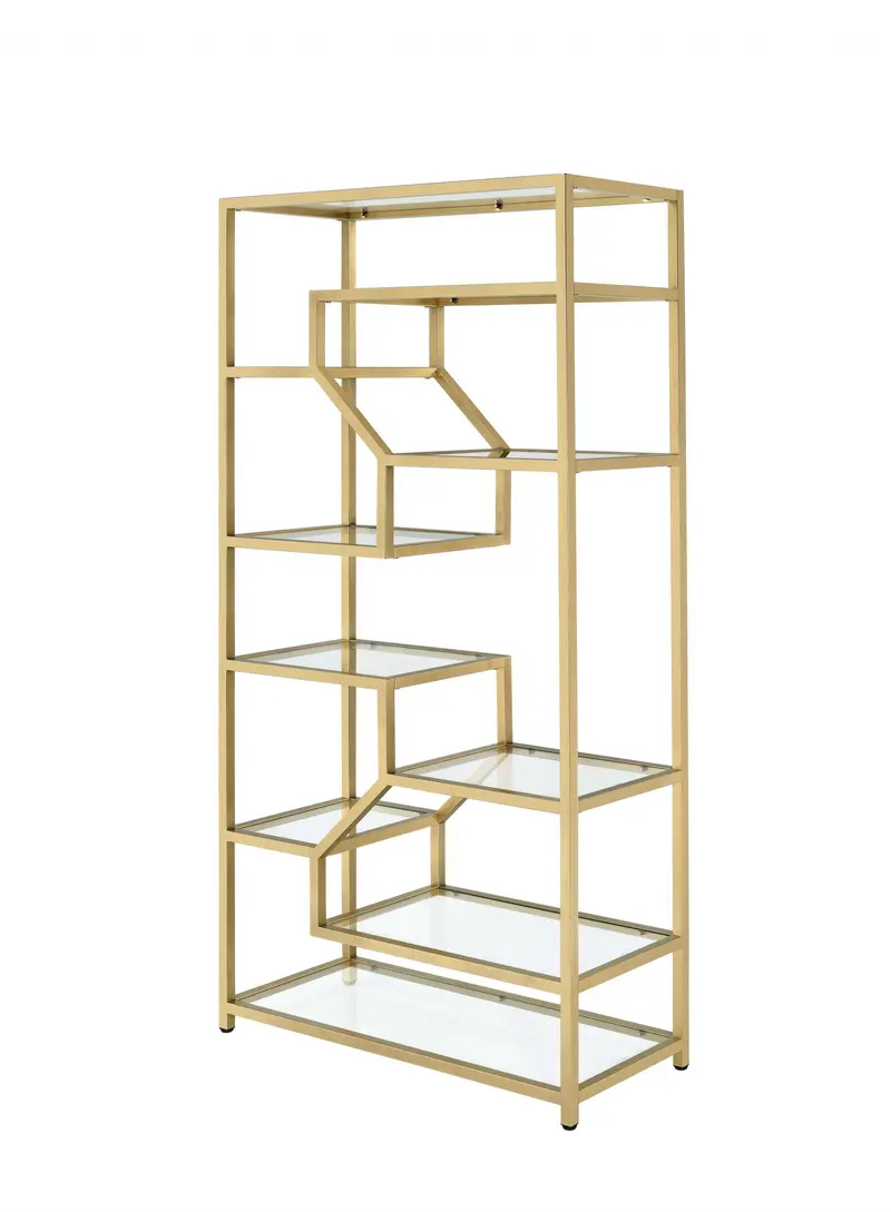 Clear Glass And Gold Bookcase By Homeroots - 286635