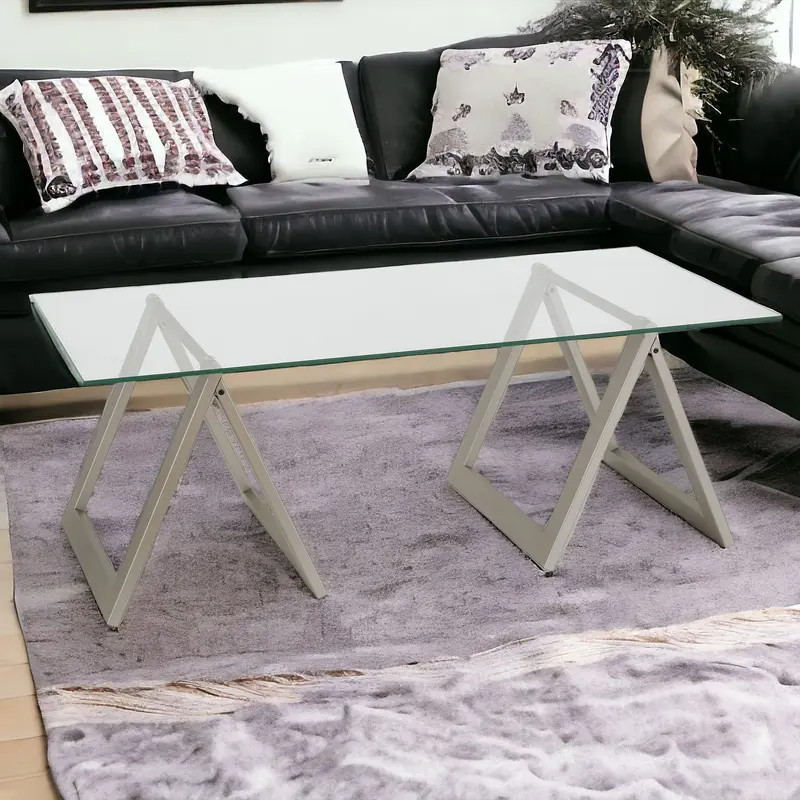 Clear Glass And Steel Coffee Table By Homeroots