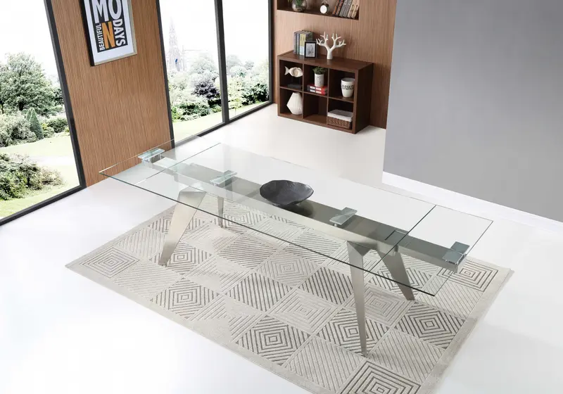 Clear Glass Etendable Dining Table By Homeroots