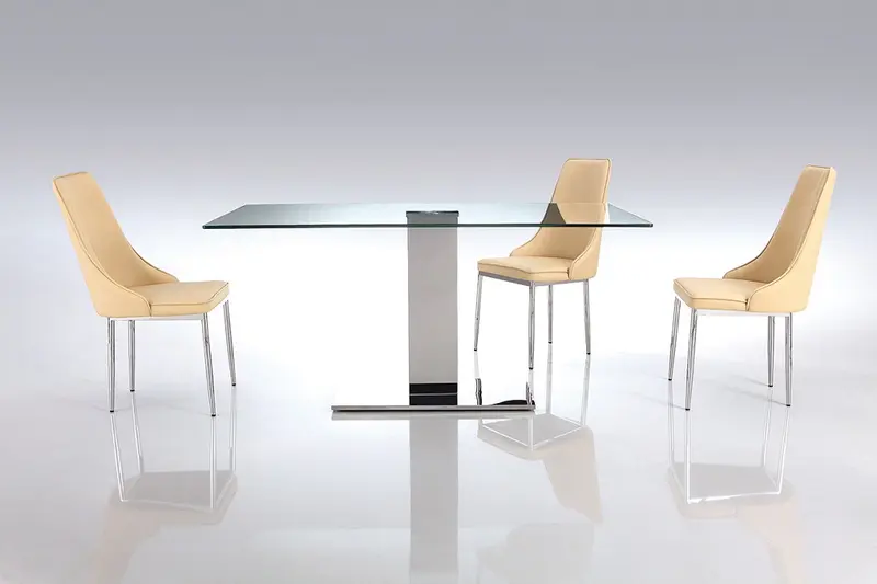 Clear Glass Stainless Steel Dining Table By Homeroots