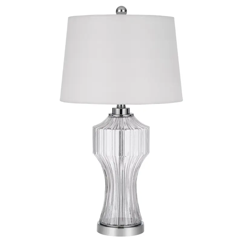 Clear Glass Table Lamp With White Empire Shade By Homeroots