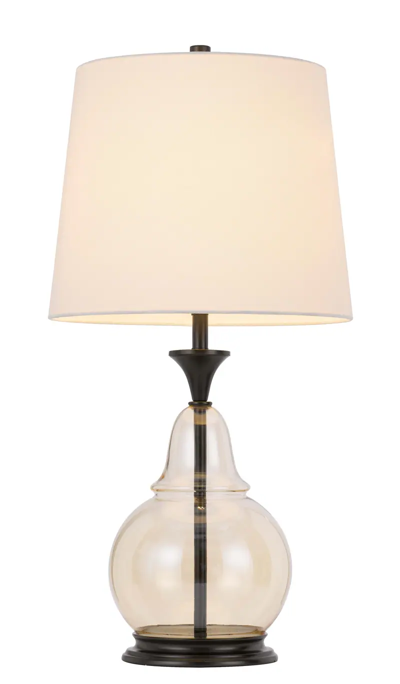 Clear Metal Table Lamp With White Empire Shade By Homeroots