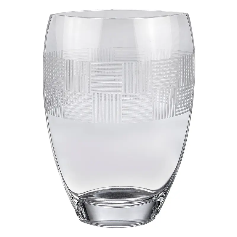 Clear With Geometric Pattern Oval Crystal Table Vase By Homeroots