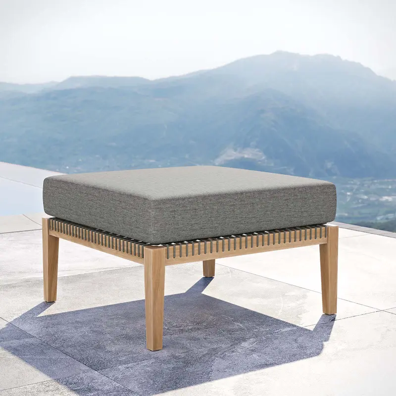 Clearwater Outdoor Patio Teak Wood Ottoman By Modway - EEI-5854