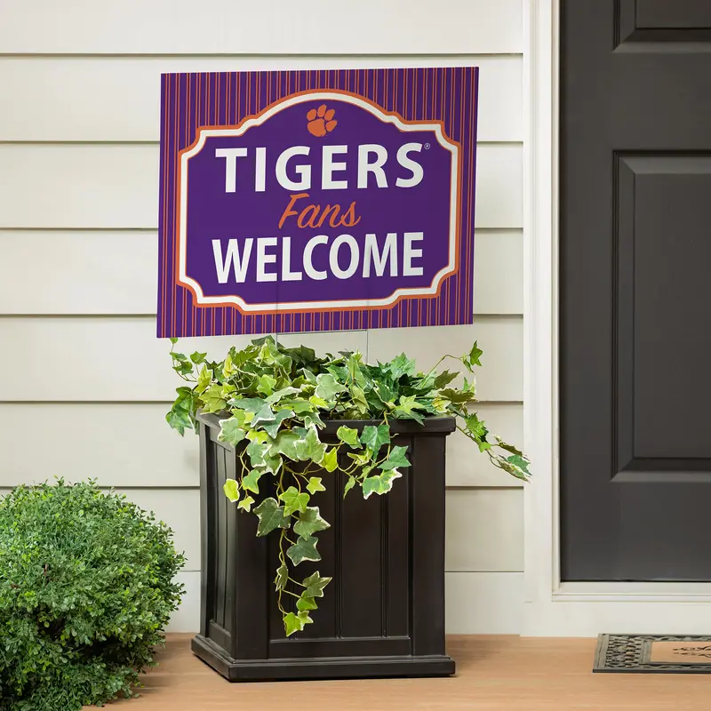 Clemson University Yard Sign, "Fans Welcome"