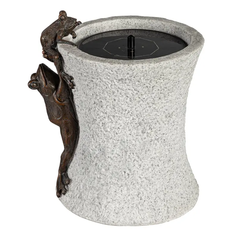 Climbing Frog Sand stone Cylinder Solar Fountain