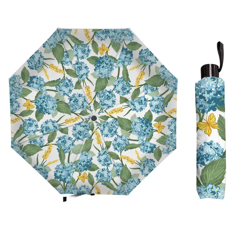 Coastal Citrus Hydrangeas Compact Manual Umbrella