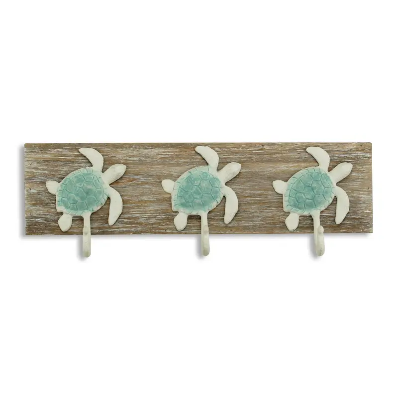 Coastal Sea Turtle Three Hook Coat Hanger By Homeroots