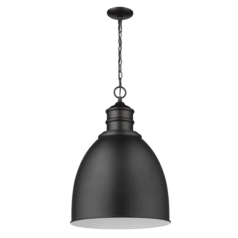 Colby 1-Light Matte Black Pendant With Gloss White Interior Shade By Homeroots