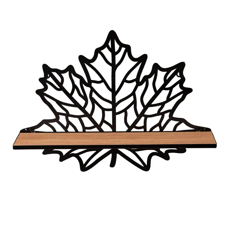 Collapsible Wall Shelf with Laser cut Motif, Maple Leaf