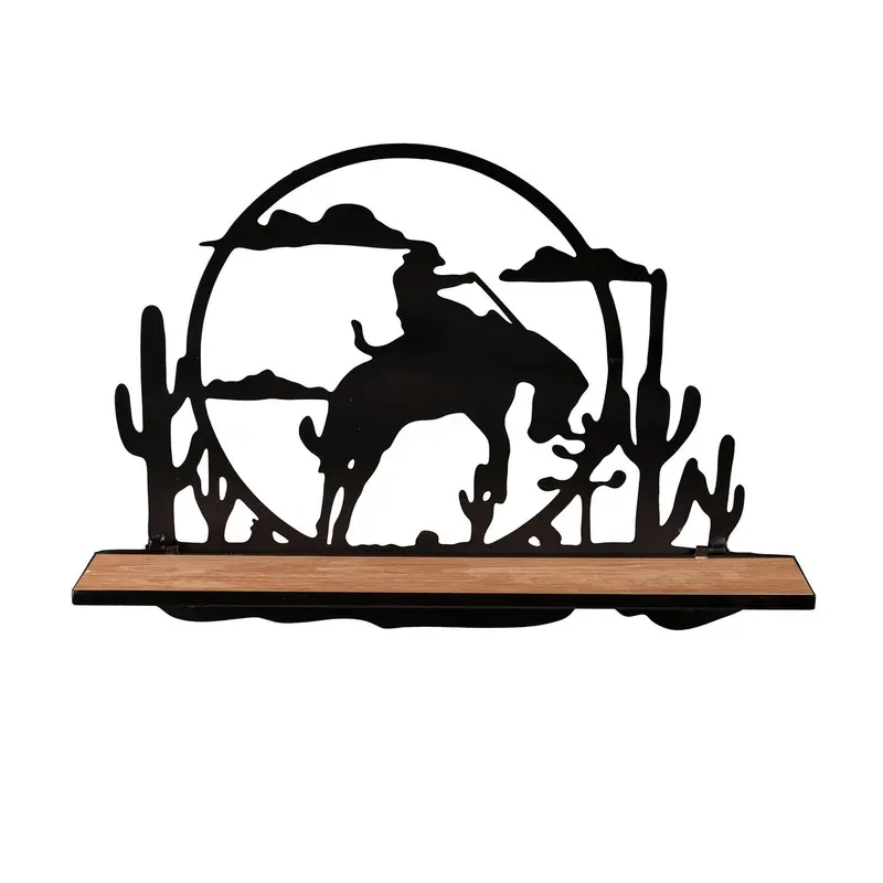 Collapsible Wall Shelf with Laser cut Motif, Wild West