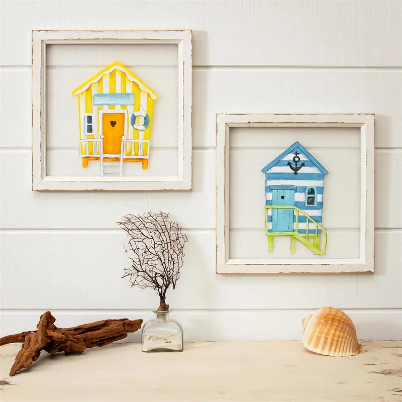 Colorful Beach House Mesh Wall Décor, 16" L x 16" H