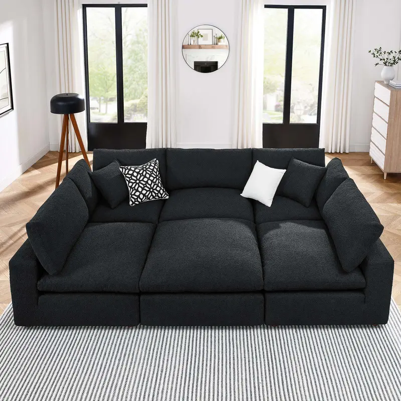 Commix Down Filled Overstuffed Boucle Fabric 6-Piece Sectional Sofa By Modway - EEI-6372